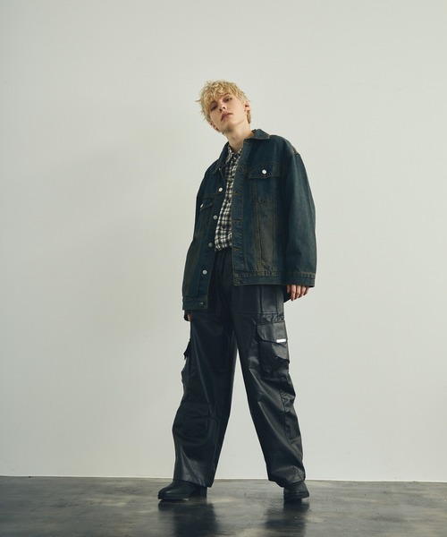 Shoowtime(ショウタイム)の「ワイドストレート合成皮革カーゴプルオンパンツ(カーゴパンツ・メンズ・ブラック・LARGE/MEDIUM/X-LARGE/SMALL)」の9枚目の写真