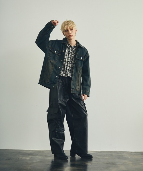 Shoowtime(ショウタイム)の「ワイドストレート合成皮革カーゴプルオンパンツ(カーゴパンツ・メンズ・ブラック・LARGE/MEDIUM/X-LARGE/SMALL)」の12枚目の写真