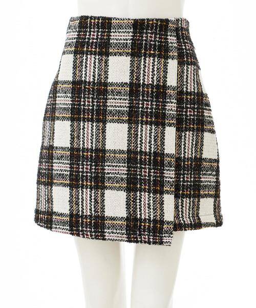 INGNI（イング）の「チェック柄ラップスカパン（スカート・レディース・ホワイト×ブラック/ブラウン/レッド・FREE）」の4枚目の写真