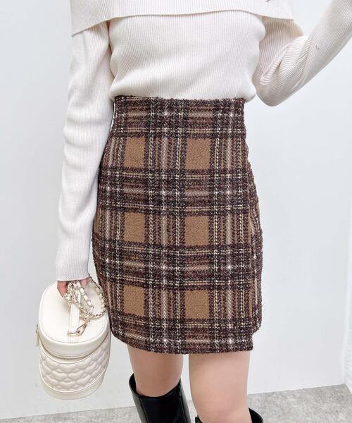 INGNI（イング）の「チェック柄ラップスカパン（スカート・レディース・ホワイト×ブラック/ブラウン/レッド・FREE）」の8枚目の写真