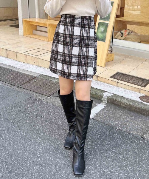 INGNI（イング）の「チェック柄ラップスカパン（スカート・レディース・ホワイト×ブラック/ブラウン/レッド・FREE）」の11枚目の写真