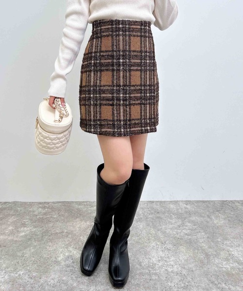 INGNI（イング）の「チェック柄ラップスカパン（スカート・レディース・ホワイト×ブラック/ブラウン/レッド・FREE）」の21枚目の写真