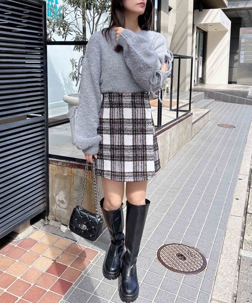 INGNI（イング）の「チェック柄ラップスカパン（スカート・レディース・ホワイト×ブラック/ブラウン/レッド・FREE）」の18枚目の写真