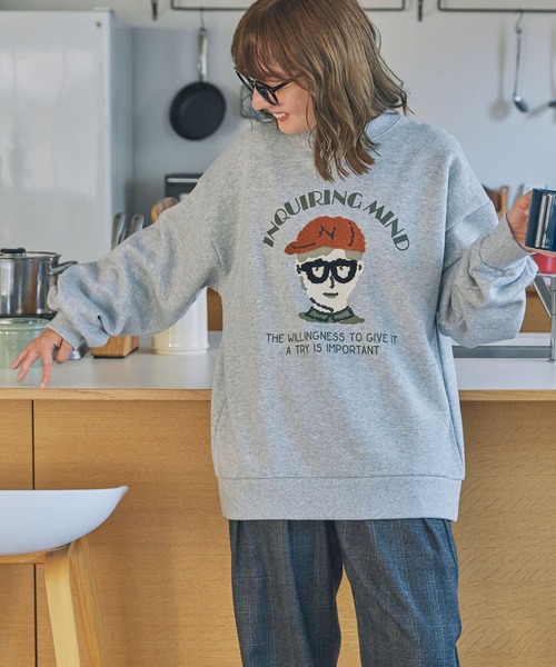 レトロボーイ サガラ刺繍 オーバーサイズ スウェット MONO-MART LADY'S