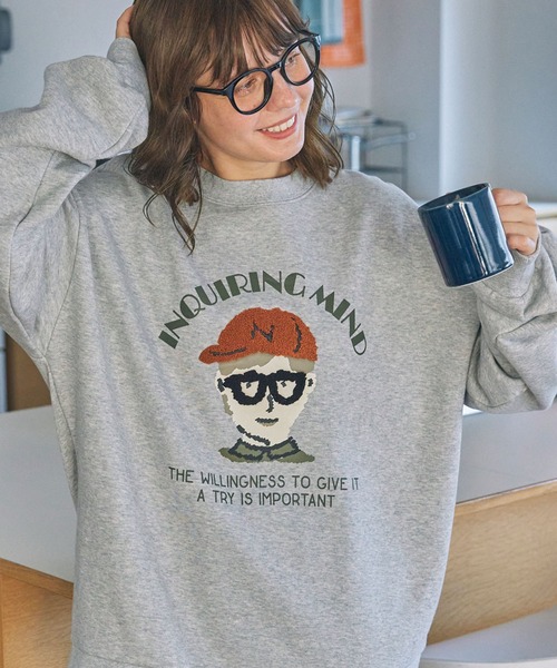 レトロボーイ サガラ刺繍 オーバーサイズ スウェット MONO-MART