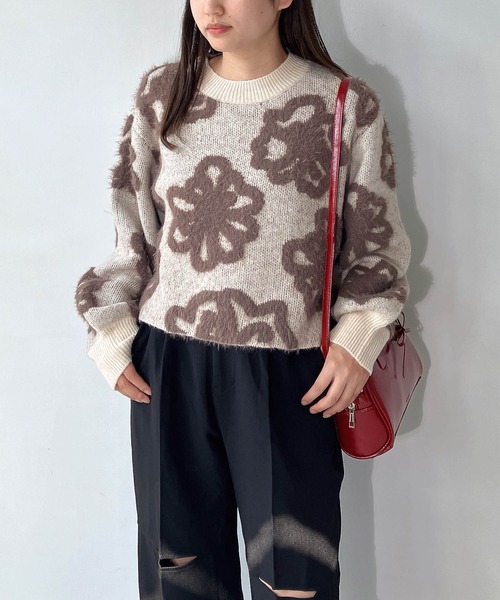 AS KNOW AS plus（アズノゥアズプラス）の「◇フェザージャガードニットプルオーバー（ニット/セーター・レディース・グレー系/アイボリー系/ブルー系/ライトグレー系1/アイボリー系1・FREE）」の3枚目の写真