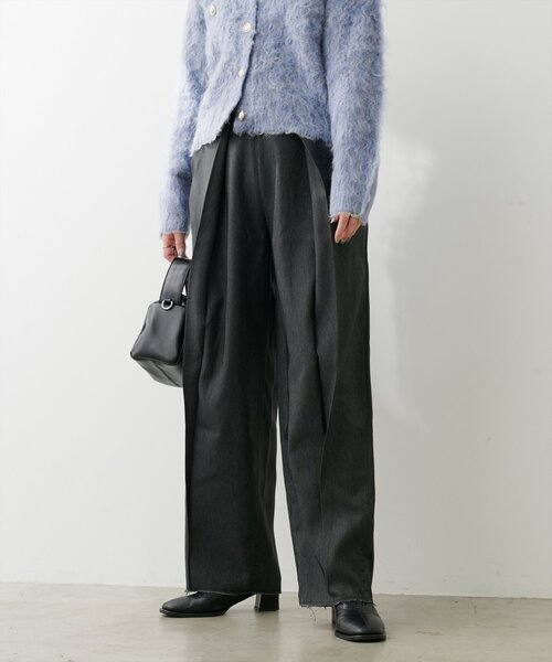 natural couture（ナチュラルクチュール）の「【mamamo】セルフカット楽ちんタックデニムパンツ（デニムパンツ・レディース・ブルー系その他/グレー/ブラック系その他・FREE）」の2枚目の写真