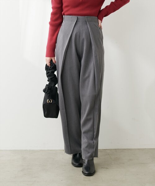 natural couture（ナチュラルクチュール）の「【mamamo】セルフカット楽ちんタックデニムパンツ（デニムパンツ・レディース・ブルー系その他/グレー/ブラック系その他・FREE）」の6枚目の写真