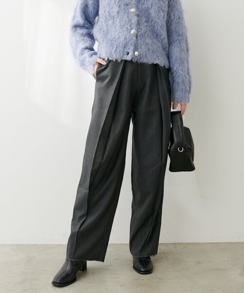 natural couture（ナチュラルクチュール）の「【mamamo】セルフカット楽ちんタックデニムパンツ（デニムパンツ・レディース・ブルー系その他/グレー/ブラック系その他・FREE）」の8枚目の写真