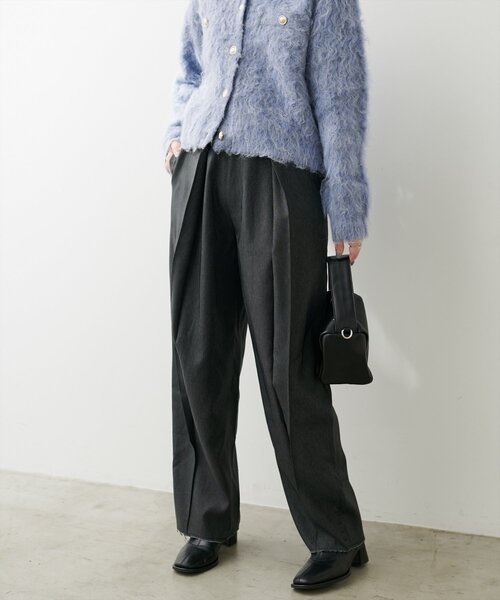 natural couture（ナチュラルクチュール）の「【mamamo】セルフカット楽ちんタックデニムパンツ（デニムパンツ・レディース・ブルー系その他/グレー/ブラック系その他・FREE）」の9枚目の写真