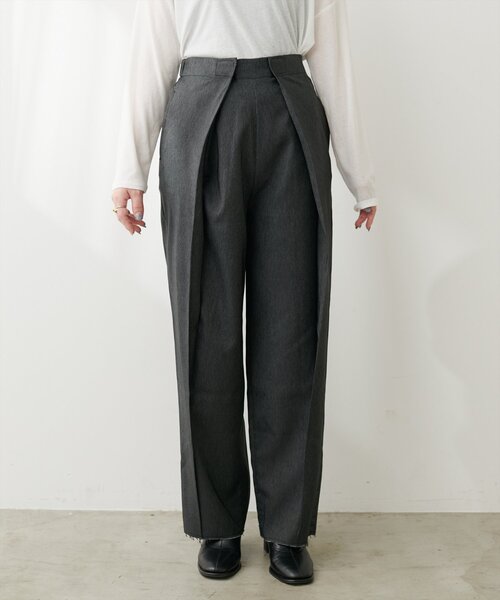 natural couture（ナチュラルクチュール）の「【mamamo】セルフカット楽ちんタックデニムパンツ（デニムパンツ・レディース・ブルー系その他/グレー/ブラック系その他・FREE）」の12枚目の写真