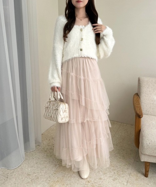 one after another NICE CLAUP（ワンアフターアナザーナイスクラップ）の「チュールロングスカート（スカート・レディース・アイボリー/ブラウン/ベージュ/ライトグレー/チャコールグレー・FREE）」の16枚目の写真