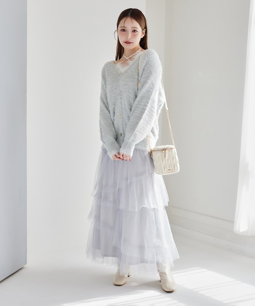 one after another NICE CLAUP（ワンアフターアナザーナイスクラップ）の「チュールロングスカート（スカート・レディース・アイボリー/ブラウン/ベージュ/ライトグレー/チャコールグレー・FREE）」の22枚目の写真