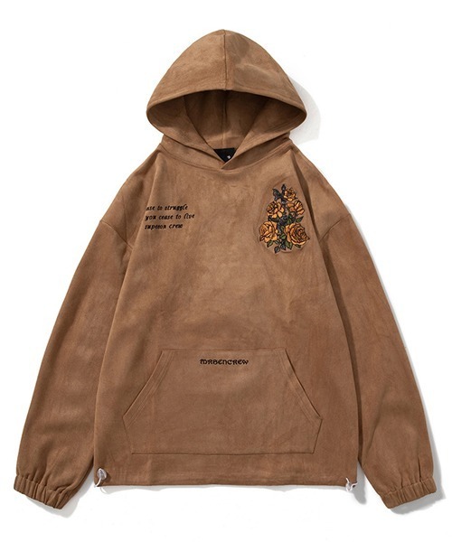 オーバーサイズフェイクスエードフラワーロゴ刺繍スウェットパーカー（パーカー）｜Ressaca（レサーカ）