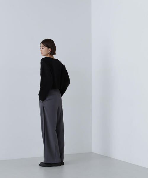 NATURAL BEAUTY BASIC（ナチュラルビューティーベーシック）の「◇ダブルジャガードクロップドニット（ニット/セーター・レディース・ブラック/グレー/オフホワイト/レッド・FREE）」の6枚目の写真