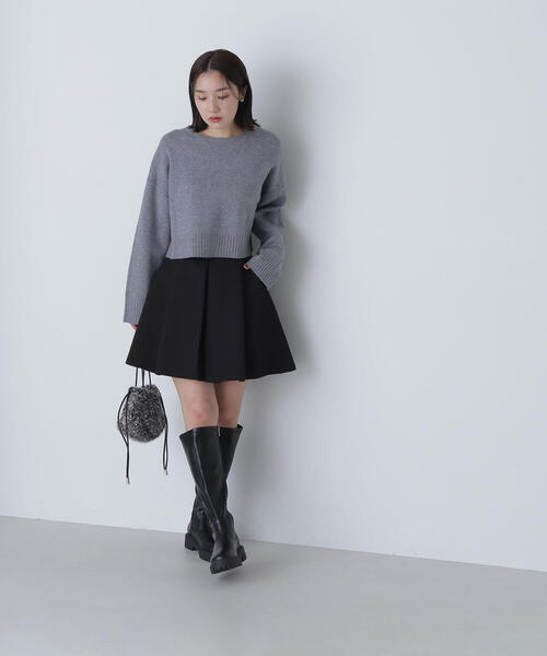 NATURAL BEAUTY BASIC（ナチュラルビューティーベーシック）の「◇ダブルジャガードクロップドニット（ニット/セーター・レディース・ブラック/グレー/オフホワイト/レッド・FREE）」の13枚目の写真