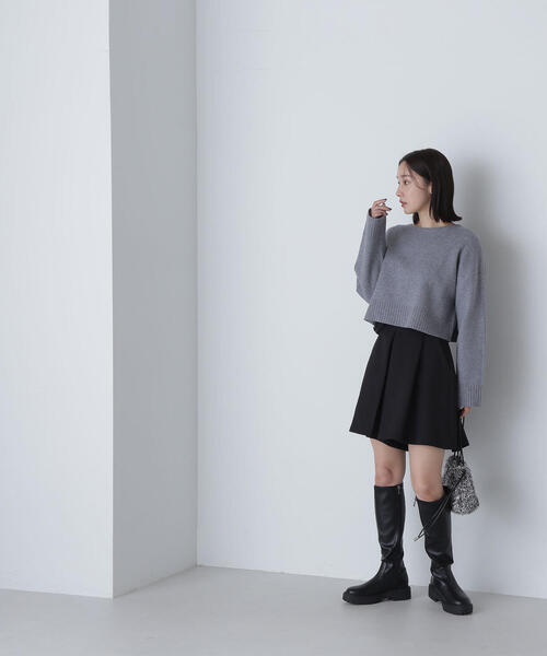 NATURAL BEAUTY BASIC（ナチュラルビューティーベーシック）の「◇ダブルジャガードクロップドニット（ニット/セーター・レディース・ブラック/グレー/オフホワイト/レッド・FREE）」の17枚目の写真