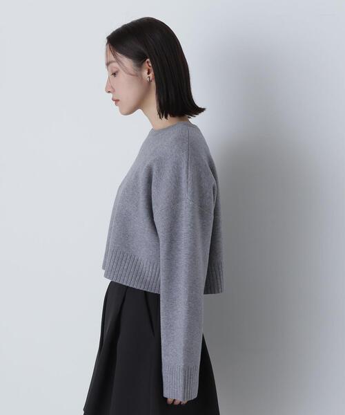 NATURAL BEAUTY BASIC（ナチュラルビューティーベーシック）の「◇ダブルジャガードクロップドニット（ニット/セーター・レディース・ブラック/グレー/オフホワイト/レッド・FREE）」の19枚目の写真