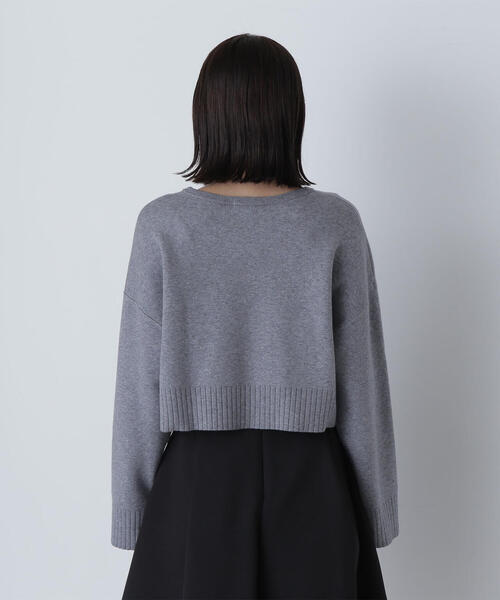 NATURAL BEAUTY BASIC（ナチュラルビューティーベーシック）の「◇ダブルジャガードクロップドニット（ニット/セーター・レディース・ブラック/グレー/オフホワイト/レッド・FREE）」の20枚目の写真