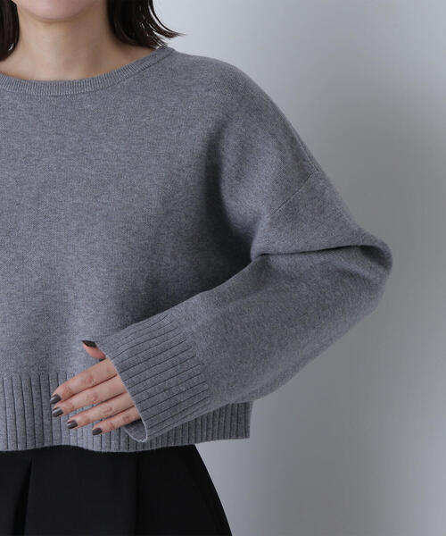 NATURAL BEAUTY BASIC（ナチュラルビューティーベーシック）の「◇ダブルジャガードクロップドニット（ニット/セーター・レディース・ブラック/グレー/オフホワイト/レッド・FREE）」の22枚目の写真