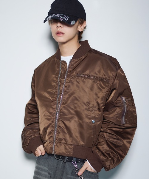 MSG（エムエスジー）の「ショート丈ナイロン/合皮中綿MA-1【UNISEX