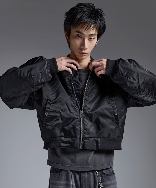 MSG（エムエスジー）の「ショート丈ナイロン/合皮中綿MA-1