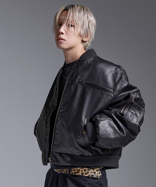 セール】ショート丈ナイロン/合皮中綿MA-1【UNISEX】（MA-1）｜MSG