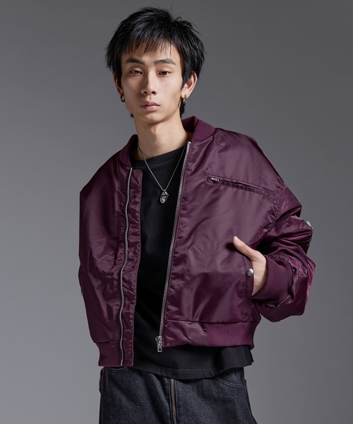 ショート丈ナイロン/合皮中綿MA-1【UNISEX】（MA-1）｜MSG