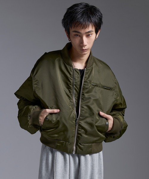 セール】ショート丈ナイロン/合皮中綿MA-1【UNISEX】（MA-1）｜MSG