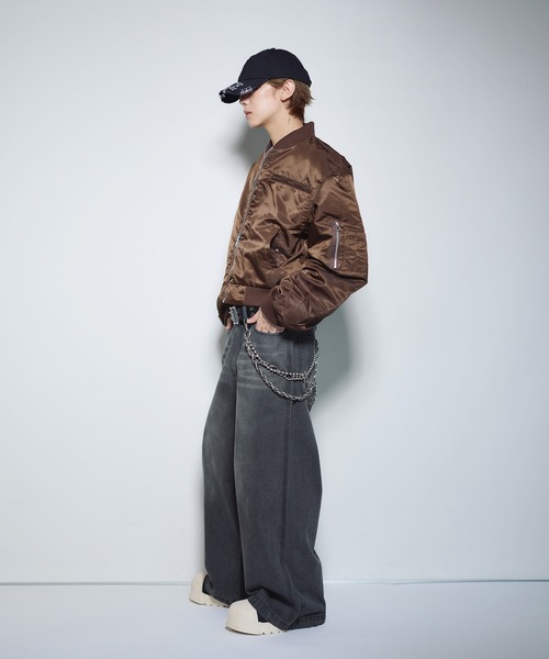MSG(エムエスジー)の「ショート丈ナイロン/合皮中綿MA-1【UNISEX】(MA-1・メンズ・ブラック/カーキ/ワイン/ブラック系/ブラウン・L/M/S/XL)」の18枚目の写真