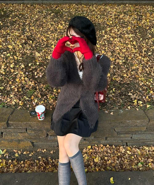 clear（クリア）の「ファーベレー帽 [ふわふわ フェミニン]≪再入荷≫（ハンチング/ベレー帽・レディース・ブラック/ライトグレー/アイボリー/ブラウン・F）」の15枚目の写真