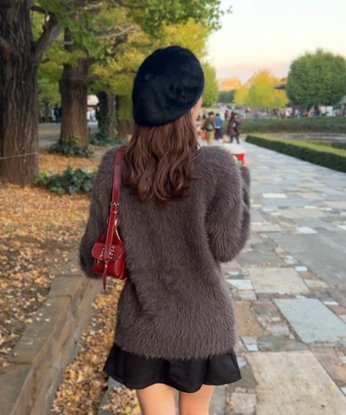 clear（クリア）の「ファーベレー帽 [ふわふわ フェミニン]≪再入荷≫（ハンチング/ベレー帽・レディース・ブラック/ライトグレー/アイボリー/ブラウン・F）」の16枚目の写真