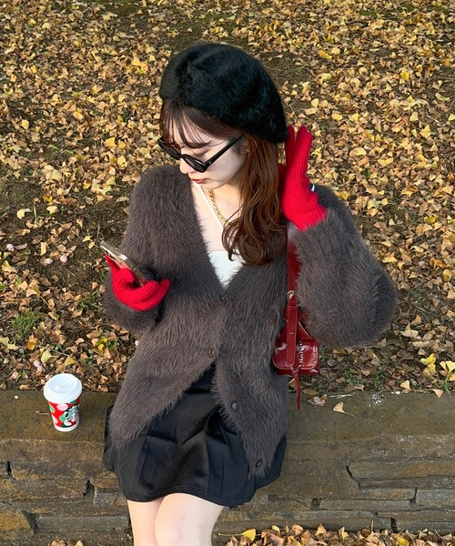 clear（クリア）の「ファーベレー帽 [ふわふわ フェミニン]≪再入荷≫（ハンチング/ベレー帽・レディース・ブラック/ライトグレー/アイボリー/ブラウン・F）」の14枚目の写真