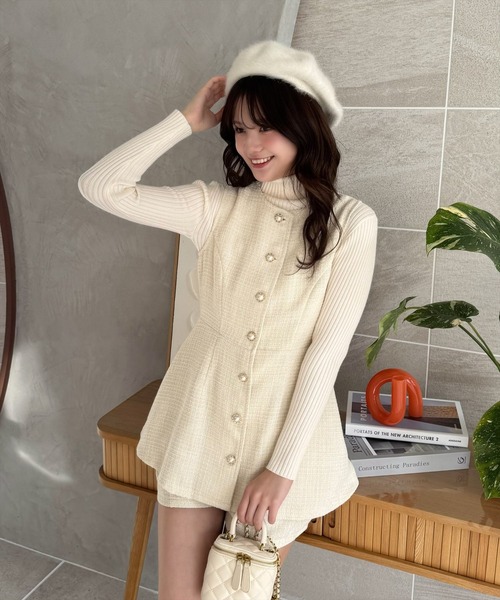 clear（クリア）の「ファーベレー帽 [ふわふわ フェミニン]≪再入荷≫（ハンチング/ベレー帽・レディース・ブラック/ライトグレー/アイボリー/ブラウン・F）」の5枚目の写真