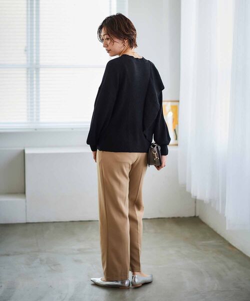 le.coeur blanc（ルクールブラン）の「フリルデザイン片畦ニット（ニット/セーター・レディース・モカ/ブラック/グレー・38）」の8枚目の写真