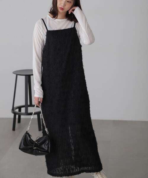 FREE'S MART（フリーズマート）の「◆シャギーキャミナローワンピース（ワンピース・レディース・ホワイト/ブラック・FREE）」の8枚目の写真