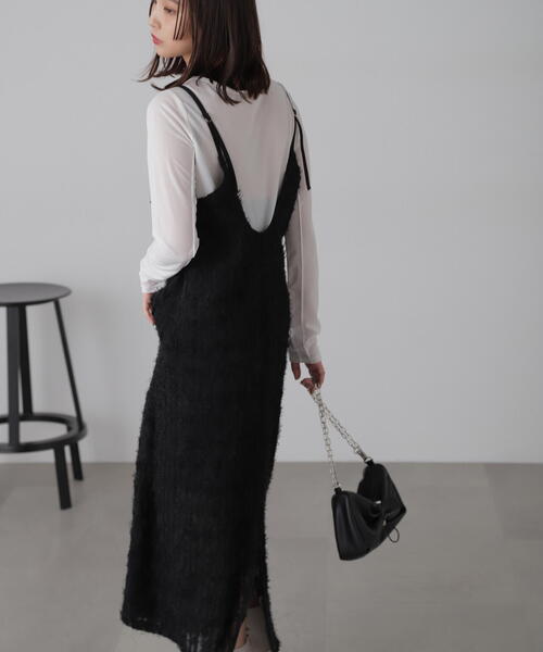 FREE'S MART（フリーズマート）の「◆シャギーキャミナローワンピース（ワンピース・レディース・ホワイト/ブラック・FREE）」の9枚目の写真