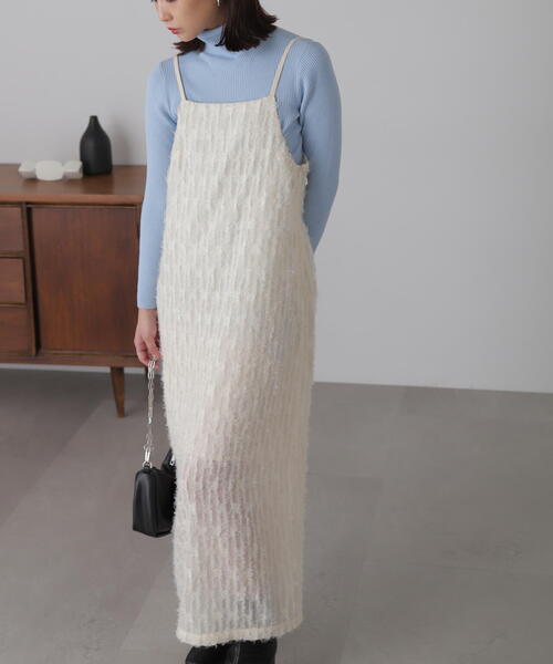 FREE'S MART（フリーズマート）の「◆シャギーキャミナローワンピース（ワンピース・レディース・ホワイト/ブラック・FREE）」の16枚目の写真