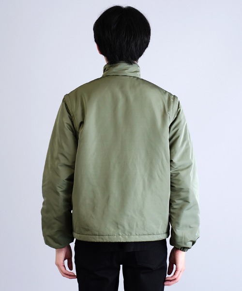 jiggys shop（ジギーズショップ）の「2WAY 袖取り外し スタンドカラー パデット中綿 ブルゾン（ブルゾン・メンズ・ブラック/ライトカーキ・MEDIUM/LARGE/X-LARGE）」の9枚目の写真