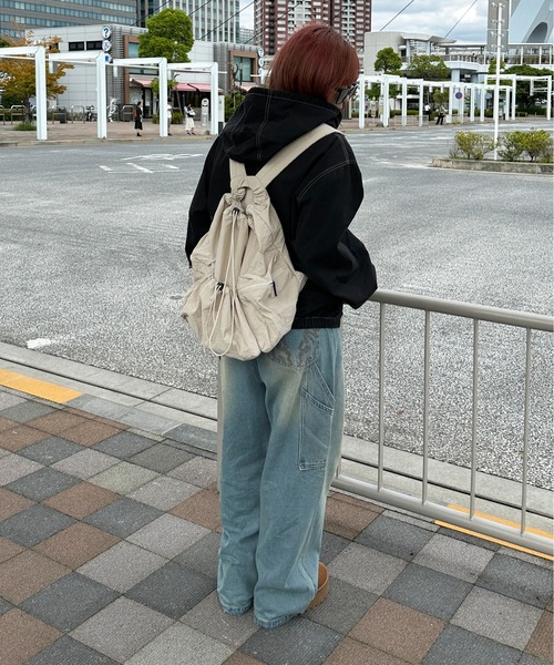 sedacle（セダクル）の「ナイロンナップサック（バックパック/リュック・メンズ・アイボリー/ブラック・FREE）」の6枚目の写真