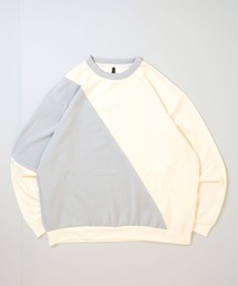 cardboard knit switching crew neck cutsew/ダンボールニット 切り替え クルーネック カットソー