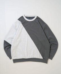 cardboard knit switching crew neck cutsew/ダンボールニット 切り替え クルーネック カットソー