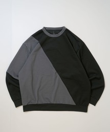 cardboard knit switching crew neck cutsew/ダンボールニット 切り替え クルーネック カットソー