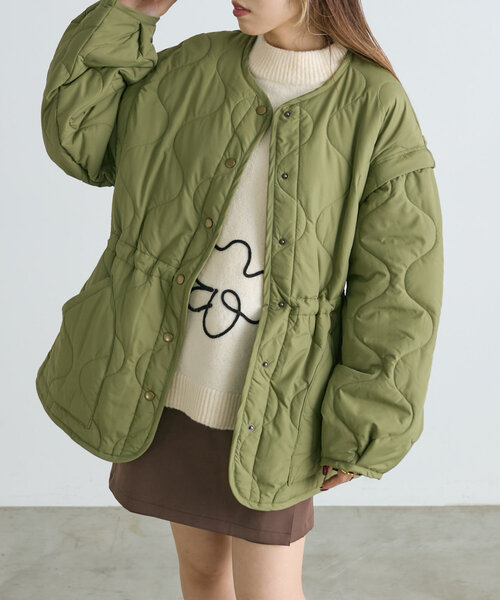 w closet（ダブルクローゼット）の「２WAYキルティングジャケット（その他アウター・レディース・オフホワイト/アイボリー/カーキ・FREE）」の12枚目の写真