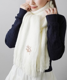 ふわふわシャギー大判ストール　刺繍ロゴ