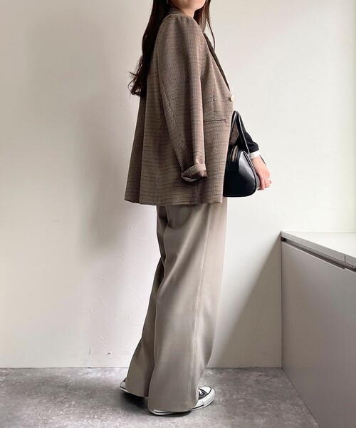 fredy emue（フレディエミュ）の「メランジライクイージースラックス（スラックス・レディース・チャコールグレー/ベビーピンク/ブラック/ベージュ・36/38）」の8枚目の写真