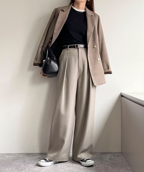 fredy emue（フレディエミュ）の「メランジライクイージースラックス（スラックス・レディース・チャコールグレー/ベビーピンク/ブラック/ベージュ・36/38）」の9枚目の写真