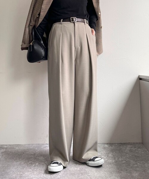 fredy emue（フレディエミュ）の「メランジライクイージースラックス（スラックス・レディース・チャコールグレー/ベビーピンク/ブラック/ベージュ・36/38）」の14枚目の写真