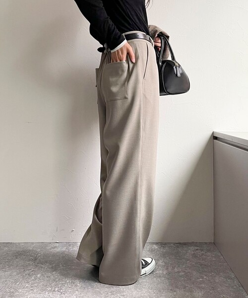 fredy emue（フレディエミュ）の「メランジライクイージースラックス（スラックス・レディース・チャコールグレー/ベビーピンク/ブラック/ベージュ・36/38）」の18枚目の写真