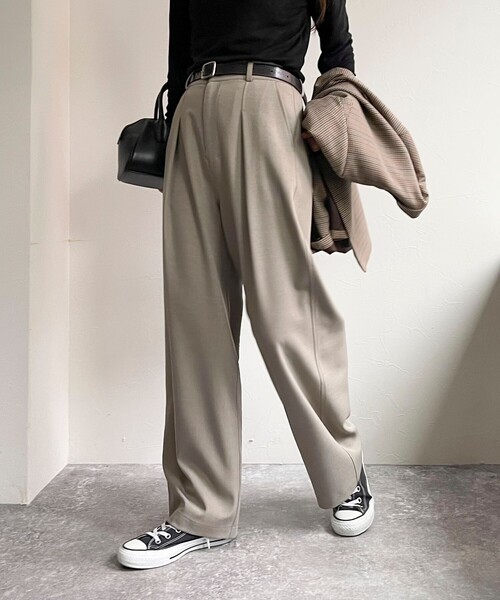 fredy emue（フレディエミュ）の「メランジライクイージースラックス（スラックス・レディース・チャコールグレー/ベビーピンク/ブラック/ベージュ・36/38）」の20枚目の写真